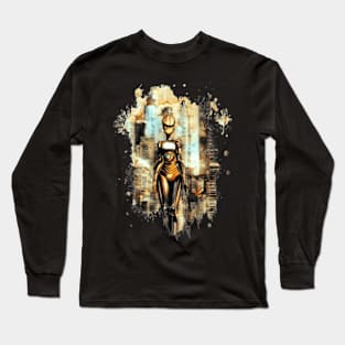 sci-fi robot girl art design Long Sleeve T-Shirt